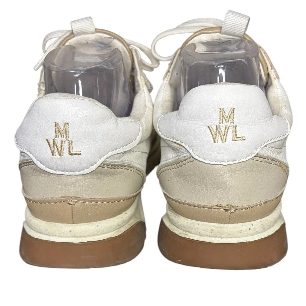 Madewell MWL Kickoff Trainer Sneakers‎ Leather in Antique Cream Multi Size 9